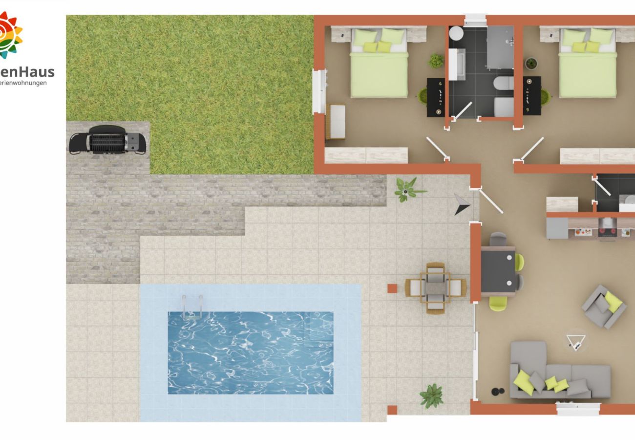 House in Vir - Jandro, Modernes Ferienhaus für Familie mit Pool